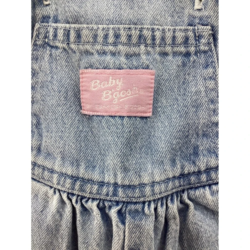 Vintage Baby OshKosh Bgosh Denim Overalls Light Wash Pink Label USA Made 12M